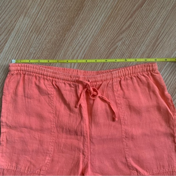 Women's Linen Wide Leg Pants with Drawstring Orange Size S/M Boho Beachy Coastal - Picture 5 of 12